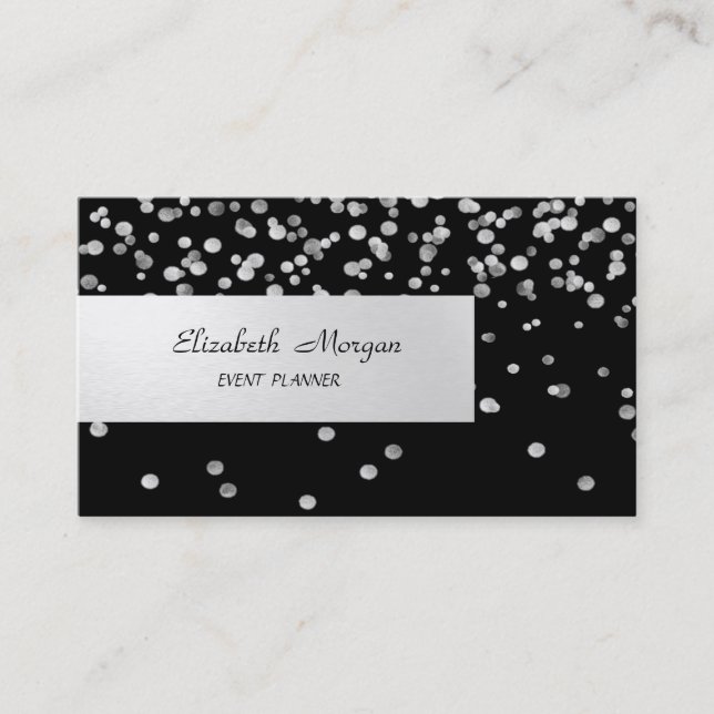 Elegant Minimalist,Striped,Black,Confetti Business Card (Front)