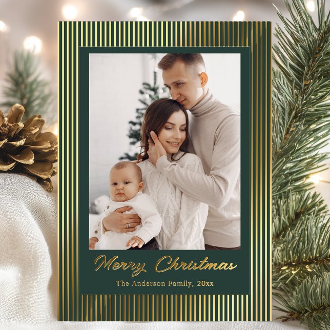 Elegant Minimalist Striped Green Christmas Holiday (Creator Uploaded)