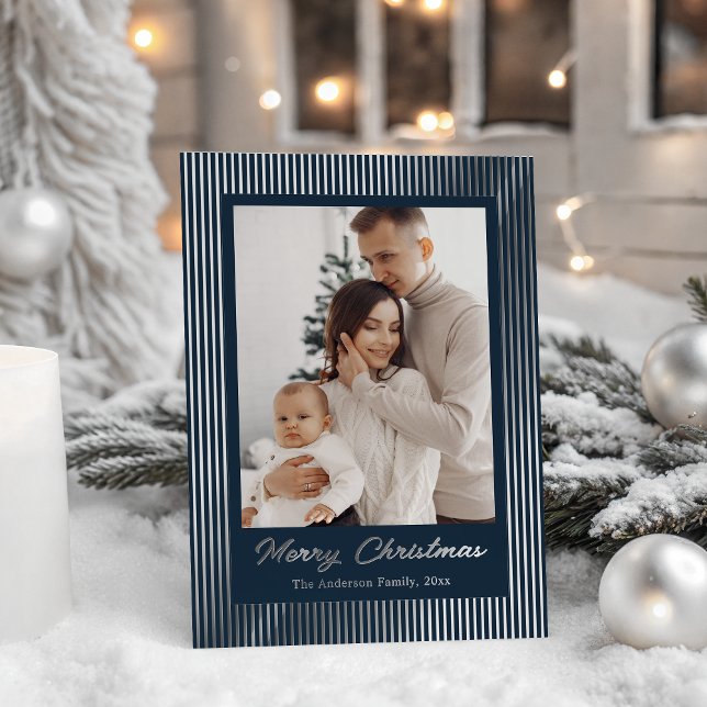 Elegant Minimalist Striped Navy Blue Christmas (Creator Uploaded)