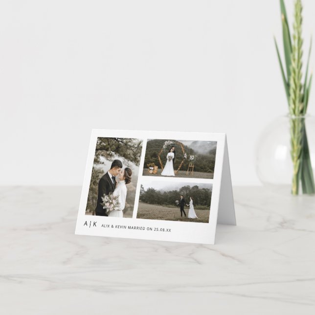 Elegant Minimalist Stylish Wedding Photo Folded Thank You Card (Front)