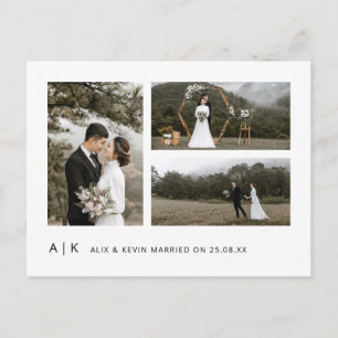 Elegant Minimalist Stylish Wedding Photo Thank You Postcard