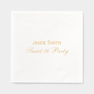 Elegant Minimalist Sweet Sixteen Party Foil Napkins