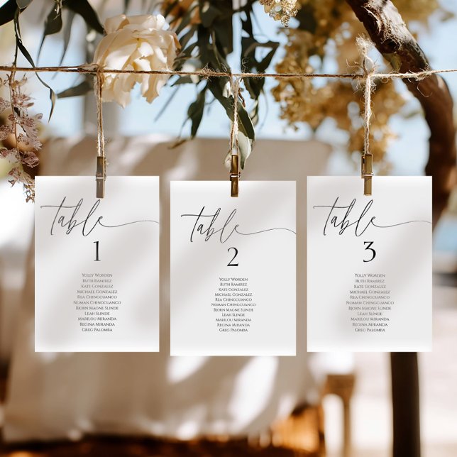 Elegant minimalist table number seating chart card (Creator Uploaded)