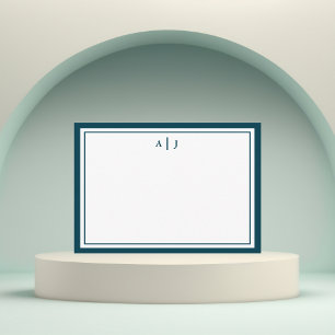 Elegant Minimalist Teal Blue Monogram Card