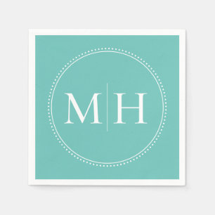 Elegant Minimalist Teal Monogram Wedding Napkin