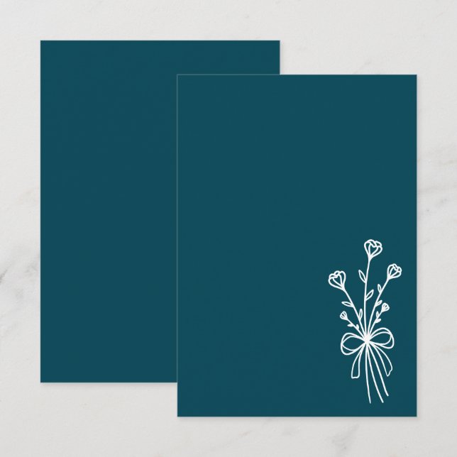 Elegant Minimalist Teal Wedding Invitation (Front/Back)