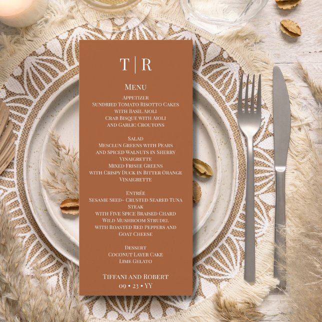 Elegant Minimalist Terracota Wedding  Menu (Creator Uploaded)