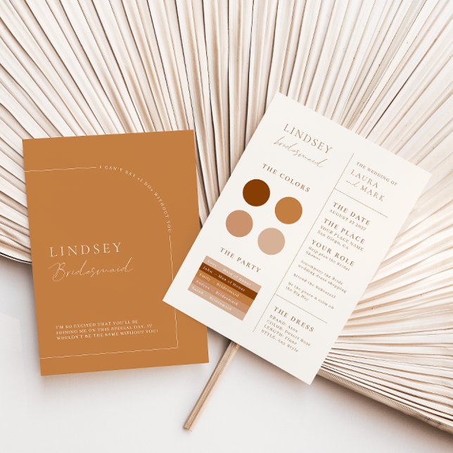 Elegant Minimalist Terracotta Bridesmaid Info Card (Creator Uploaded)