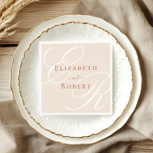 Elegant Minimalist Terracotta Monogram Wedding Napkin