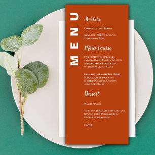 Elegant Minimalist Terracotta Wedding Party Menu