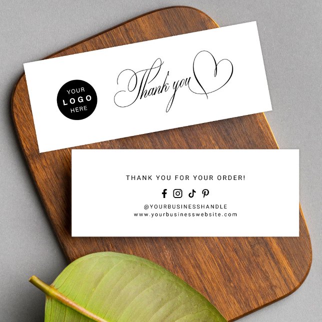 Elegant minimalist thank you script logo mini business card (Creator Uploaded)