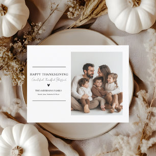 Elegant Minimalist Thanksgiving Family Photo Card 