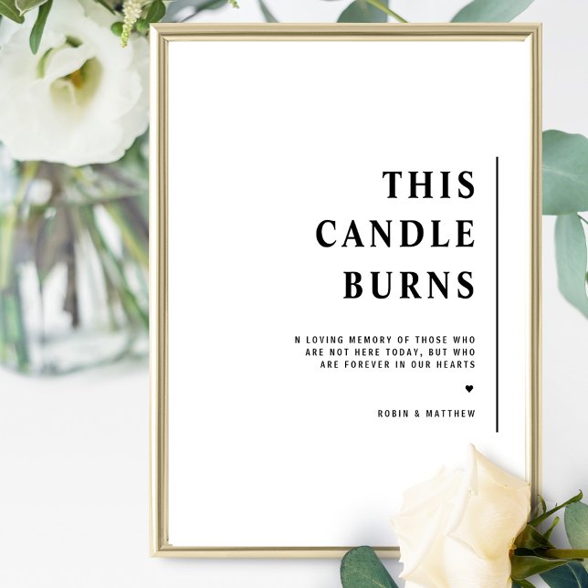 Elegant Minimalist This Candle Burns Wedding Sign (Creator Uploaded)
