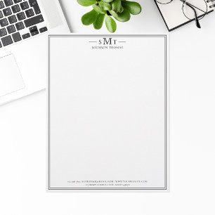 Elegant Minimalist Three Letter Monogram Custom Letterhead