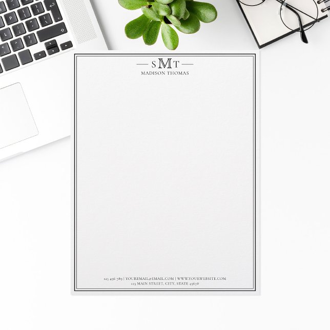 Elegant Minimalist Three Letter Monogram Custom Letterhead (Creator Uploaded)