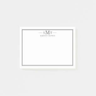 Elegant Minimalist Three Letter Monogram Post-it Notes