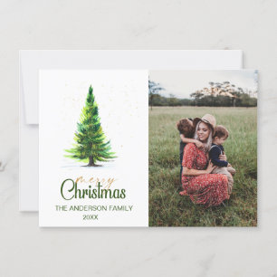 Elegant Minimalist Tree Photo Christmas Greeting Holiday Card