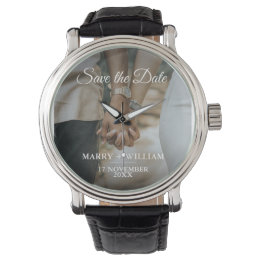 Elegant Minimalist Trendy Save The Date Photo Gift Watch