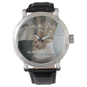 Elegant Minimalist Trendy Save The Date Photo Gift Watch