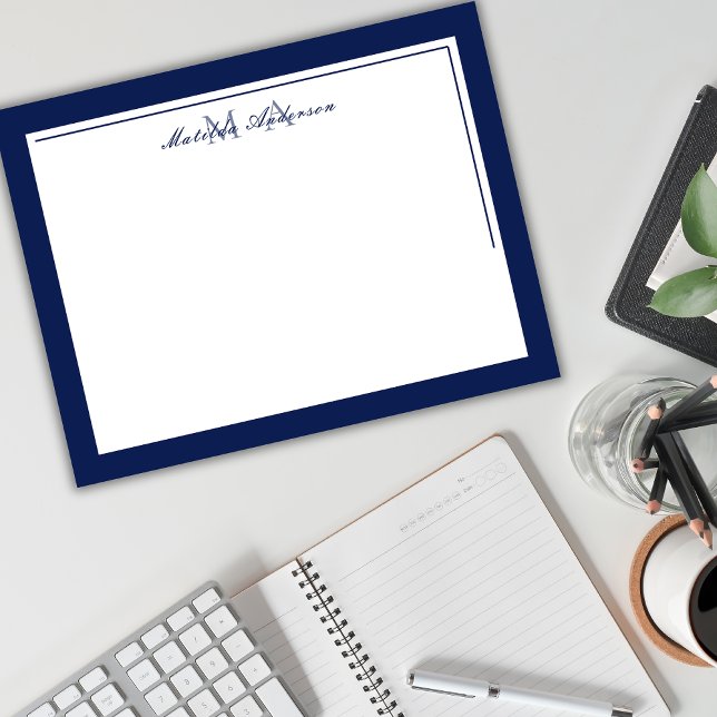 Elegant Minimalist Two Border Name Monogram Card (Creator Uploaded)