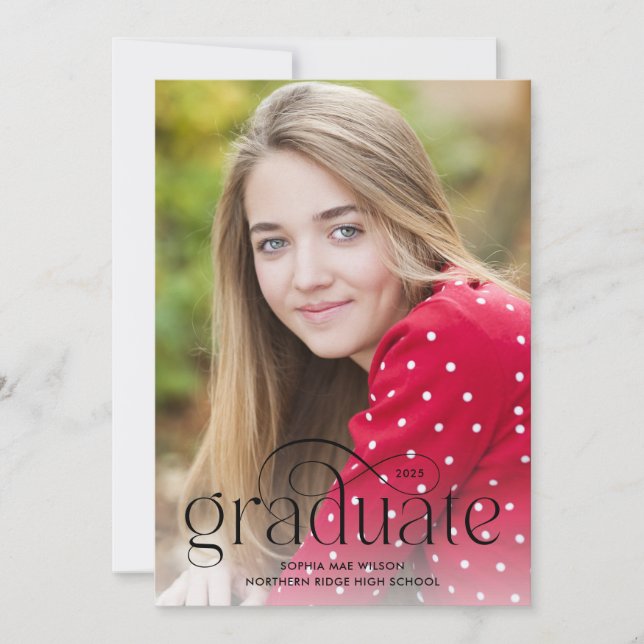 Elegant Minimalist Type Photo Graduation Party Invitation (Front)