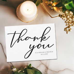 Elegant Minimalist Typography Wedding Personalised Thank You Card