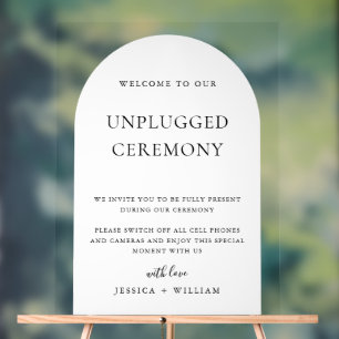 Elegant Minimalist Unplugged Wedding Ceremony Acrylic Sign