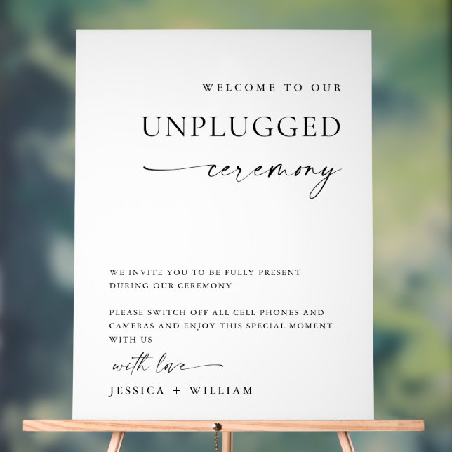 Elegant Minimalist Unplugged Wedding Ceremony Acrylic Sign (Neutral)