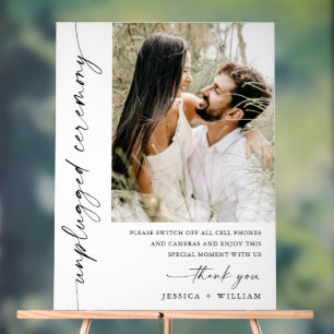 Elegant Minimalist Unplugged Wedding Ceremony Acrylic Sign