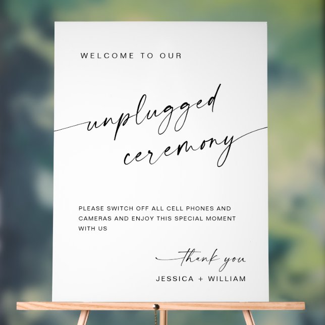 Elegant Minimalist Unplugged Wedding Ceremony Acrylic Sign (Neutral)