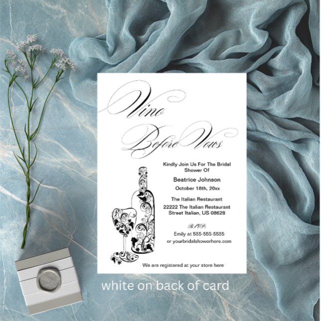 Elegant Minimalist Vino Before Wine Bridal Shower Invitation (Creator Uploaded)