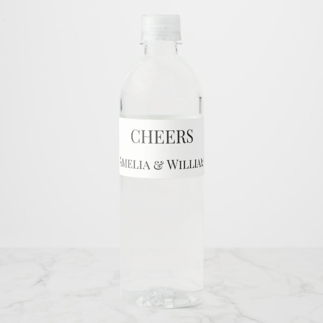 Elegant Minimalist Water Bottle  Label (Front)