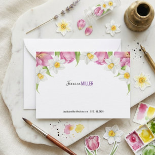 Elegant Minimalist Watercolor Flowers Wedding Card