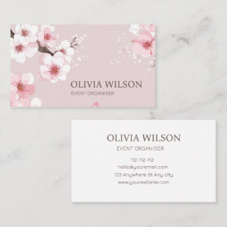 Elegant minimalist watercolor pink and white business card