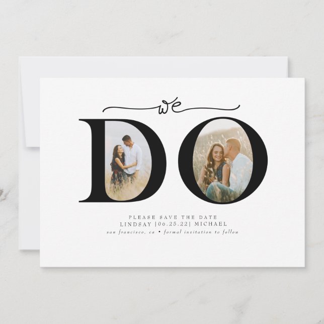 Elegant Minimalist We Do Save the Date 2 Photos (Front)