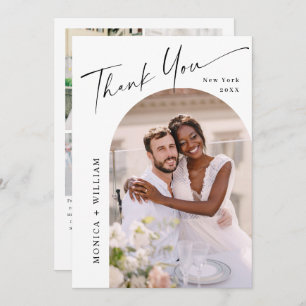 Elegant Minimalist Wedding 5 Photo Thank You Card