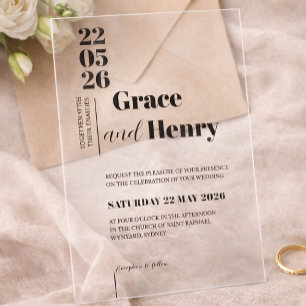 Elegant Minimalist Wedding Acrylic Invitations