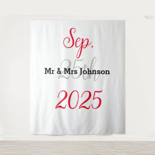Elegant Minimalist Wedding Backdrop Tapestry