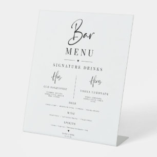 Elegant Minimalist Wedding Bar Menu Sign table