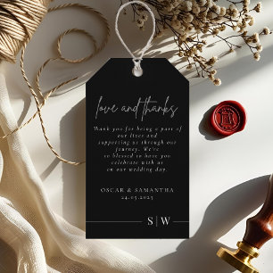 "Elegant Minimalist Wedding Black And White Gift Tags