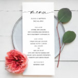 Elegant Minimalist Wedding | Black & White Script Menu<br><div class="desc">Timeless and refined, this black and white wedding menu features elegant modern script paired with a clean minimalist layout. Designed for couples who appreciate simplicity with a touch of sophistication, this classic rectangular menu is perfect for formal receptions, black-tie events, or modern romantic gatherings. Fully customisable, it’s also a great...</div>
