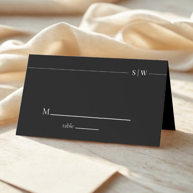 "Elegant Minimalist Wedding  Black & White Seating Place Card (Creator Uploaded)