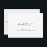Elegant minimalist wedding bucket list<br><div class="desc">Simple black and white calligraphy script wedding bucket list advice card</div>