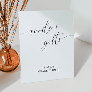 Elegant Minimalist Wedding Cards and Gifts Pedestal Sign