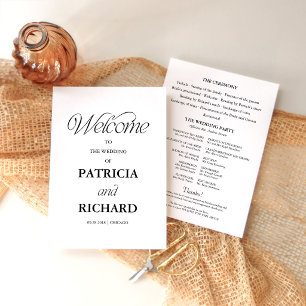 Elegant Minimalist Wedding Ceremony Program Invitation