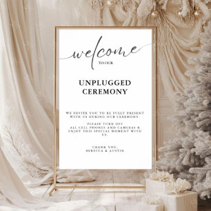 Elegant minimalist wedding ceremony unplugged poster