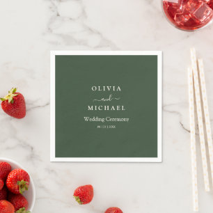 Elegant Minimalist Wedding Dark Green Classic Chic Napkin