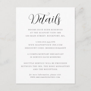 Elegant Minimalist Wedding Details Enclosure Card