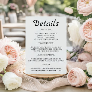 Elegant Minimalist Wedding Details Enclosure Card