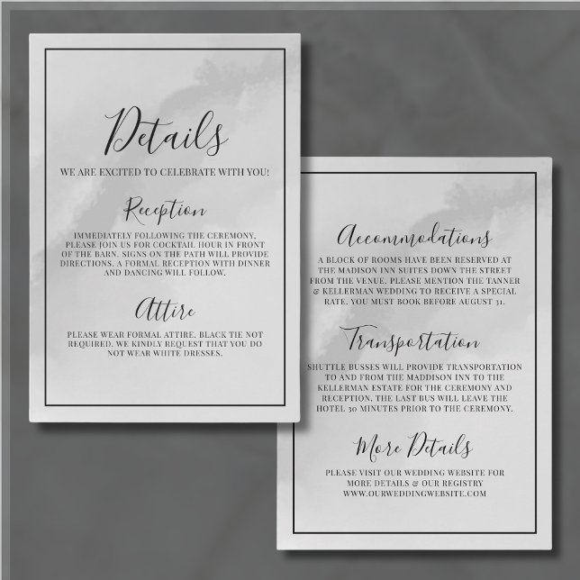 Elegant Minimalist Wedding Details Enclosure Card (Minimal Elegant Gray Wedding Details Enclosure Card)